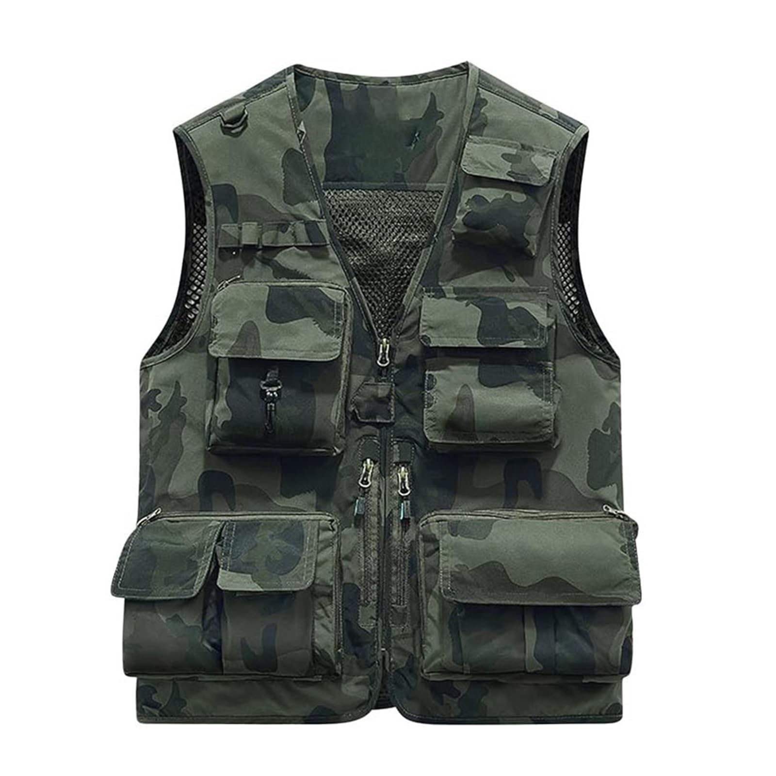 CLSQLXYJZC Giacca Cargo Trekking, Gilet Tattico Mimetico Multifunzionale Da Uomo Senza Maniche Multitasche Da Pesca, Giacca Estiva Lavoro Safari Multiuso Per Attività All'aperto, Per Caccia