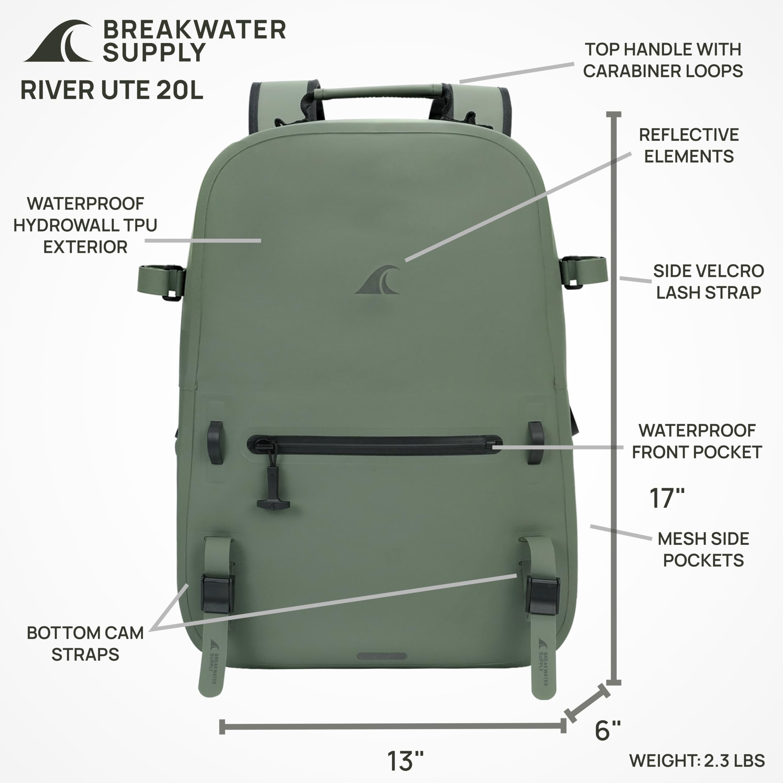 Breakwater Supplyriver Ute Waterproof Backpack Floating