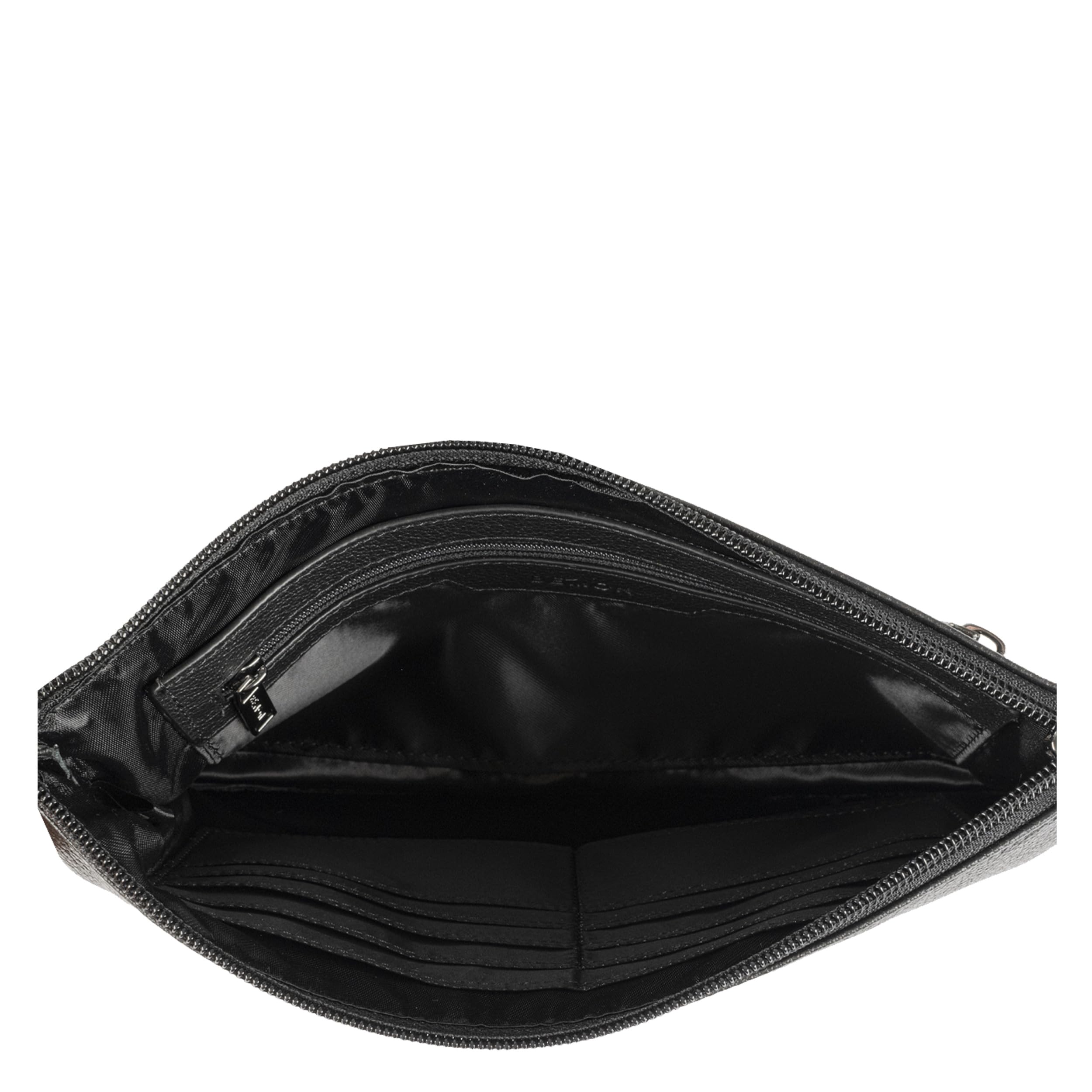 BEMON Pochette en cuir grainé pour homme Enzo, porté main, 15 x 23 x 4 cm