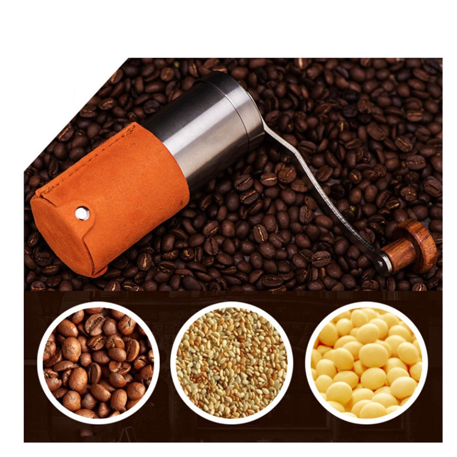Molinillos manuales, Molinillo Manual de Frijoles, Molinillo de Madera con Rebabas de Hierro Fundido, molinillos de café Ajustables portátiles para Viajes y acampadas
