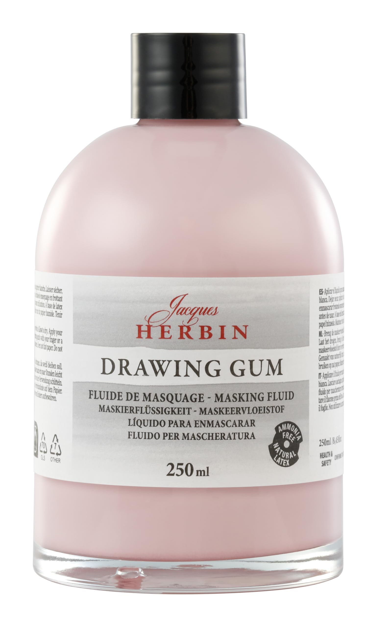 Jacques Herbin 18999T - Masking fluid, drawing gum - 250ml- Natural Latex Formula (Pink) - Watercolour - Drawing - Painting - Creative Tools - Arts & Crafts