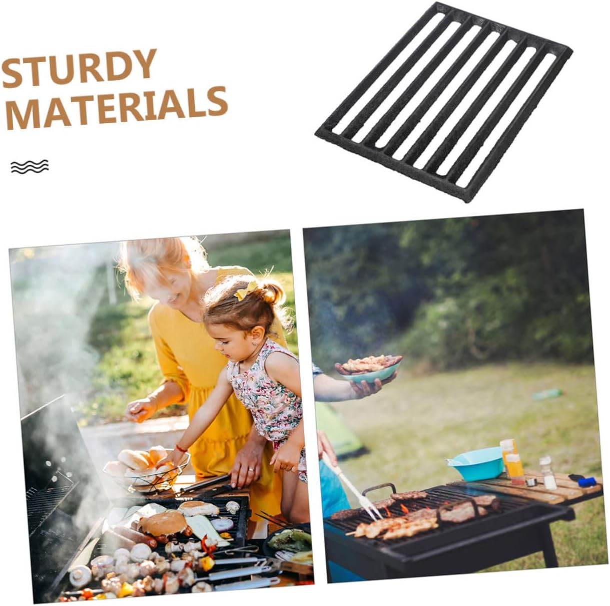 Rectangular Barbecue Grate High-Temperature Resistant Iron Firewood Grate for Outdoor Grilling and Versatile Fireplace Accessory