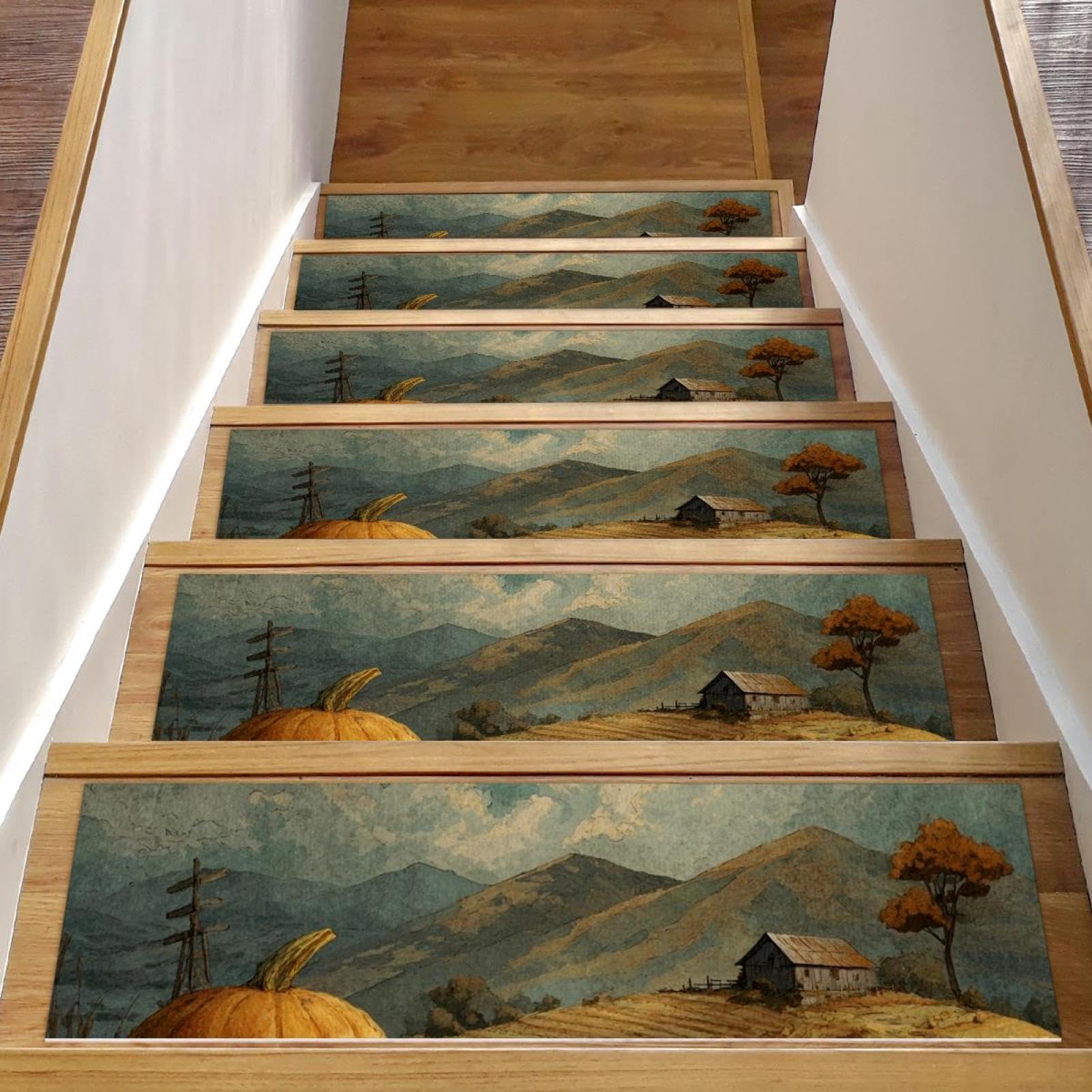 Tapis d'escalier antidérapant lot de 15 marches motif citrouille d'automne