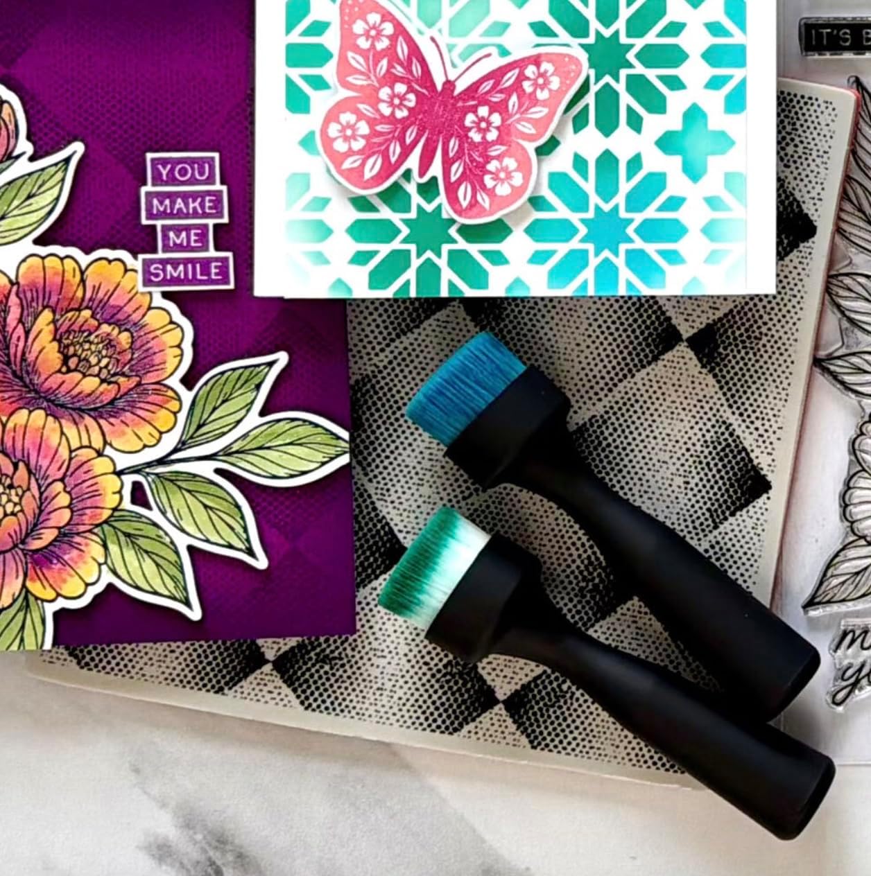 Simon Hurley Small Blending Brushes, 4 Pack Bundle, Released March 2026, Perfect for Stellar Dye Inks and More