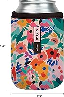 Vista 6 de Sok It Can Sok - Funda de neopreno aislada para cerveza y soda (floral abstracto, funda para lata de 12 onzas)