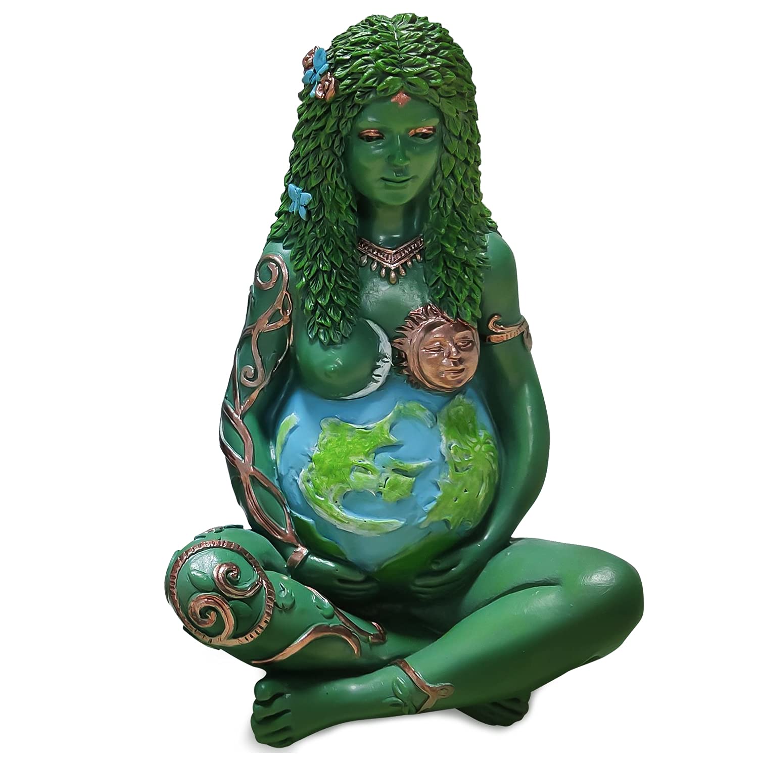 Mother Earth Goddess Statue Millennial Gaia Statue Mother Earth Statue, Home & Kitchen Decorative Polyresin Figurine (Green)