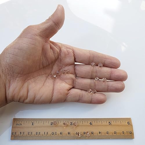 Miniatura 3 de Chengmu Cuentas redondas de cristal de champán de plata de 0.315 in para hacer joyas, 300 piezas de cuentas espaciadoras esféricas facetadas de