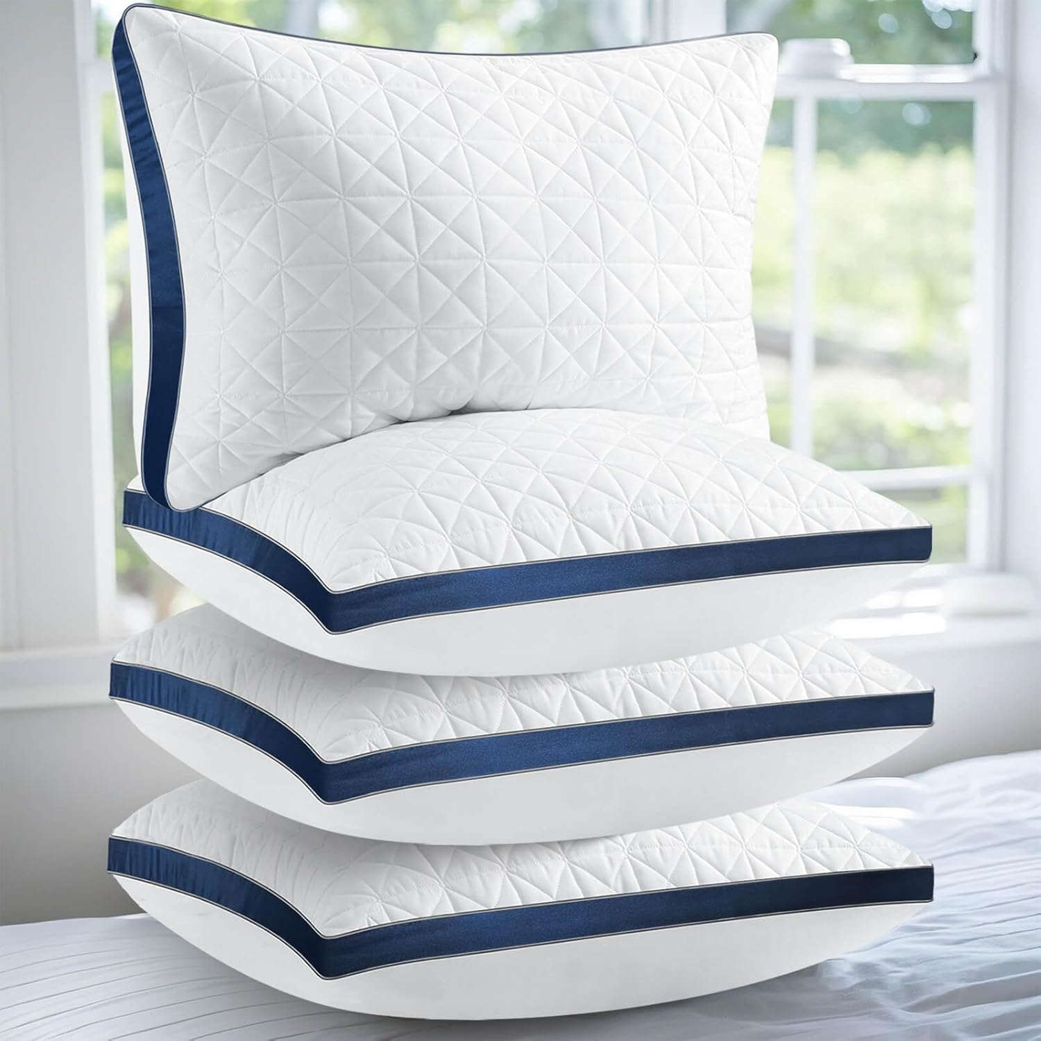 Slybear King Size Pillows Set of 4 - Cooling Hotel Luxury Bed Pillows for Sleeping 4 Pack Supportive
