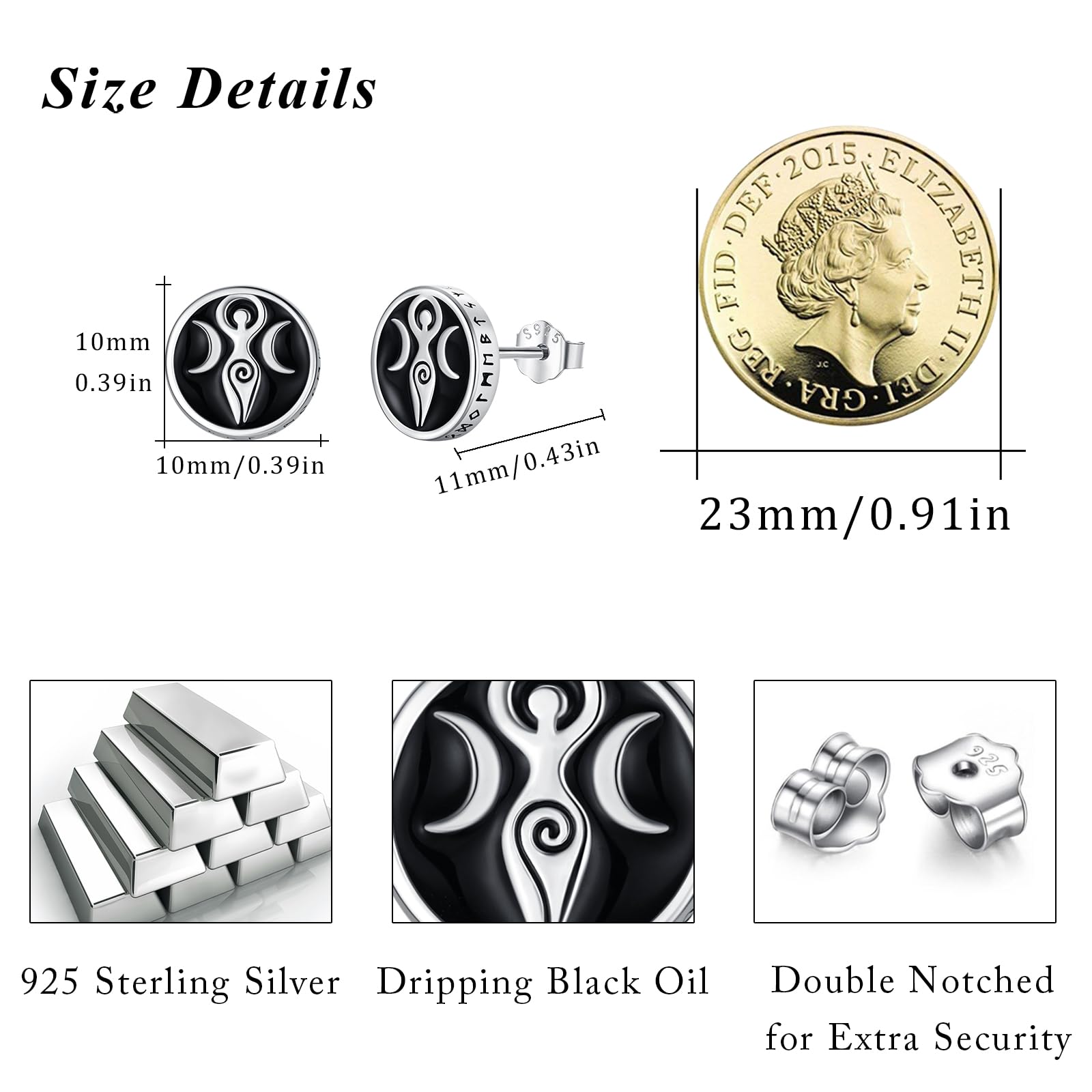 REDSUN Wikinger Ohrringe für Damen Herren,925 Sterling Silber Kleine Ohrringe Hypoallergen Schmuck für Mädchen Runde Ohrstecker Hypoallergen für Männer Frauen Unisex Jungen