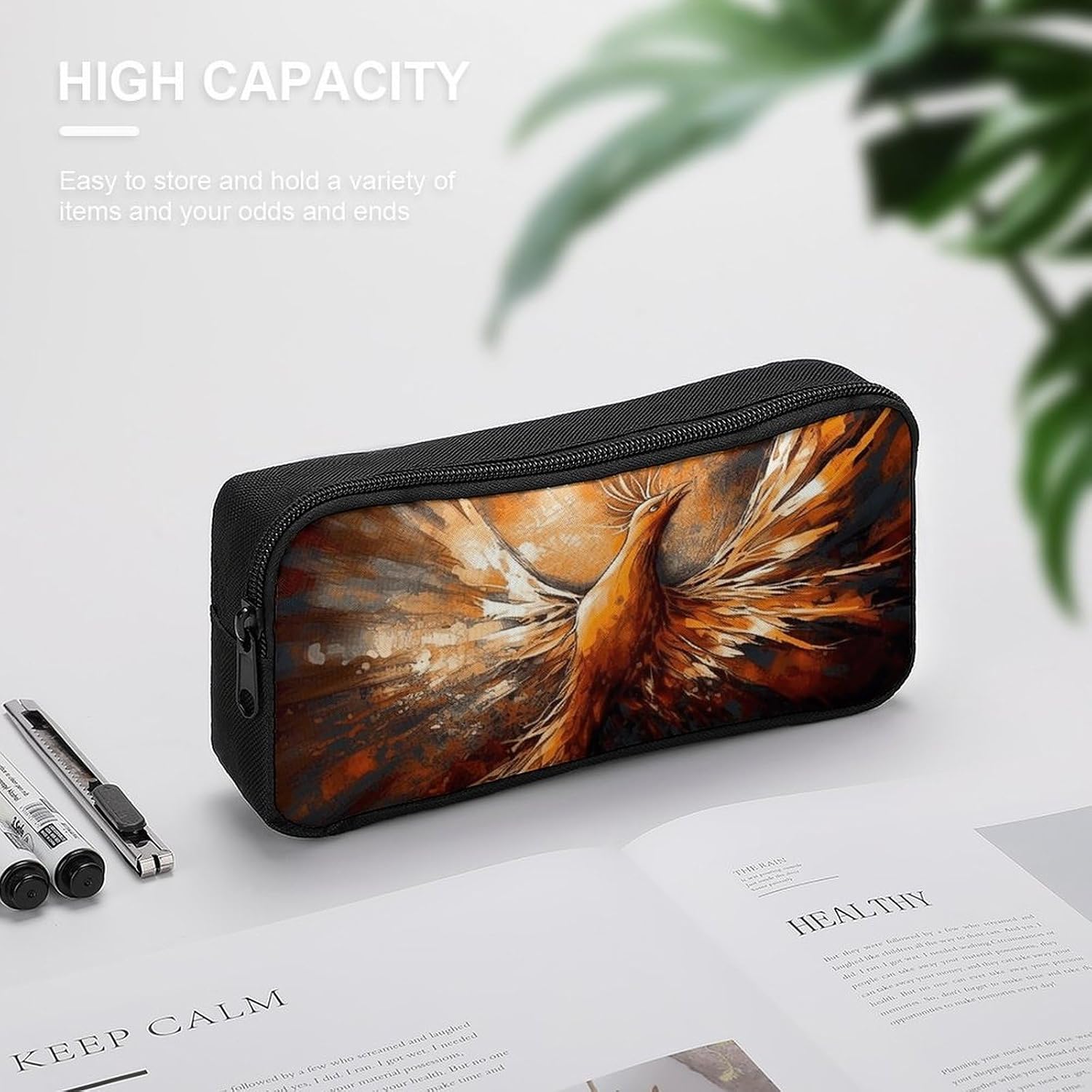 Abstract Phoenix Pencil Pouch Soft Large Capacity Pencil Case image 4