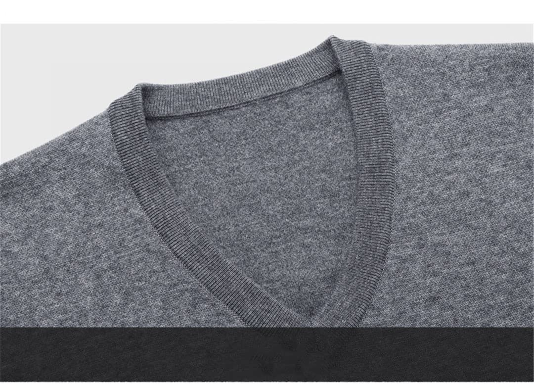 Vogrtcc Suéter de negocios con cuello en V grueso para hombre Otoño e invierno suéter suelto