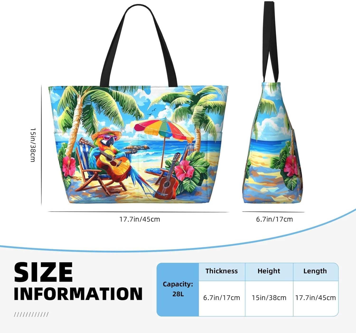 Funny Large Beach Bag For Women Waterproof Sandproof Zipper Beach Tote Bag For Pool Gym Travel with Wet Pocket