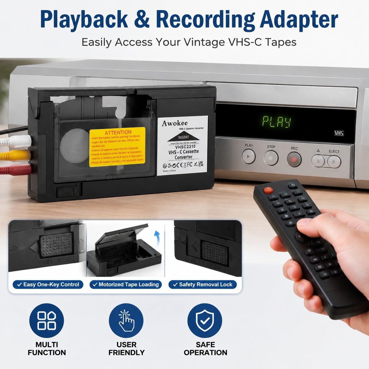 Adaptadores de Casete VHS-C, convertidores de Casete VHS estándar para cámaras VHS-C SVHS, compatibles con JVC, No Compatibles con 8mm/minidv/hi8