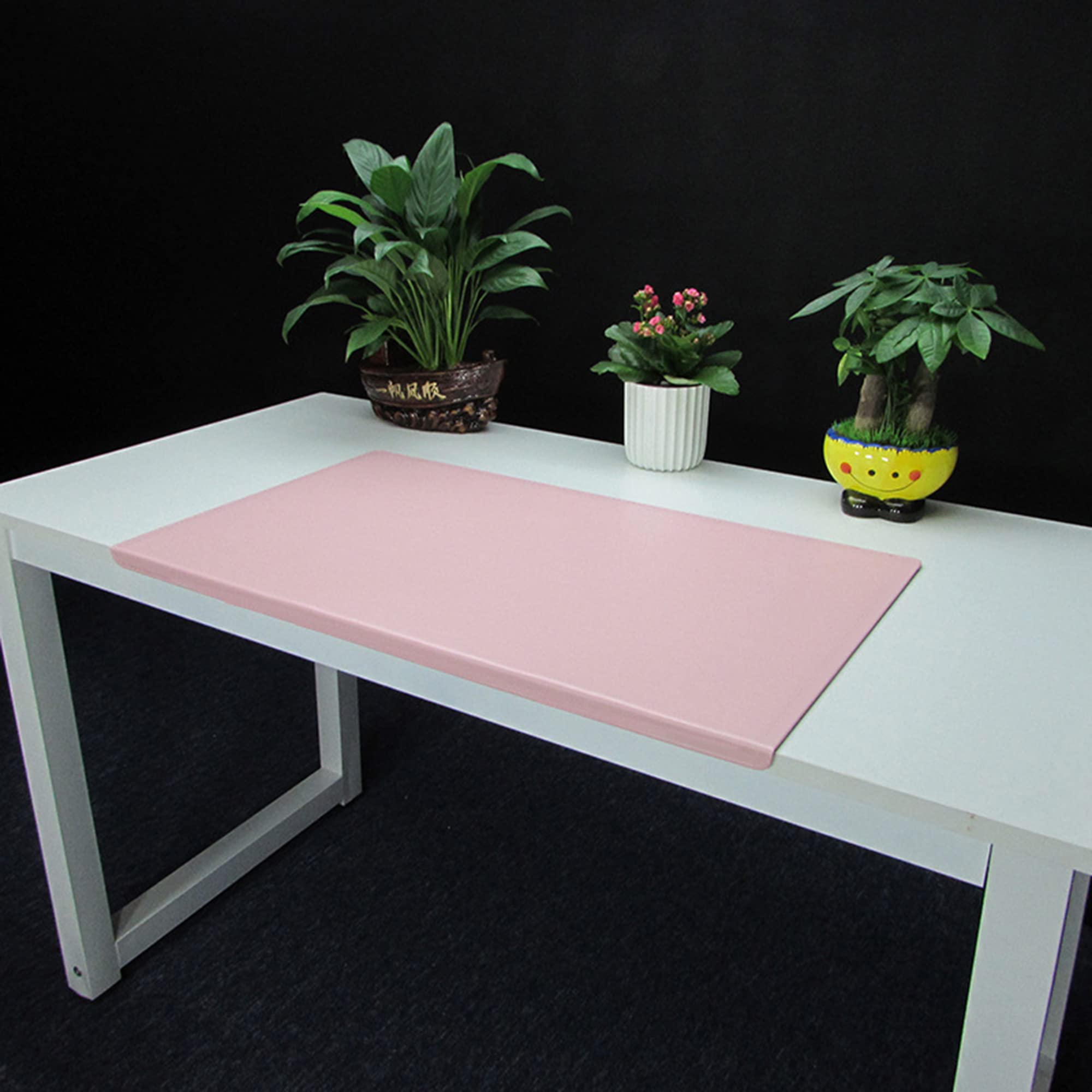 Alfombrilla de ratón extendida suave de piel sintética con protector de bordes, alfombrilla de escritura en casa grande, impermeable, 100 x 50 cm, color rosa