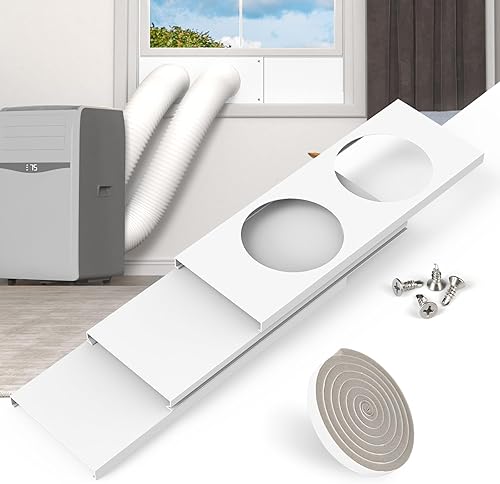 BJADE'S Kit de sellado de ventana de aire acondicionado portátil de doble manguera para manguera de escape de CA portátil de 5 pulgadas con cinta de