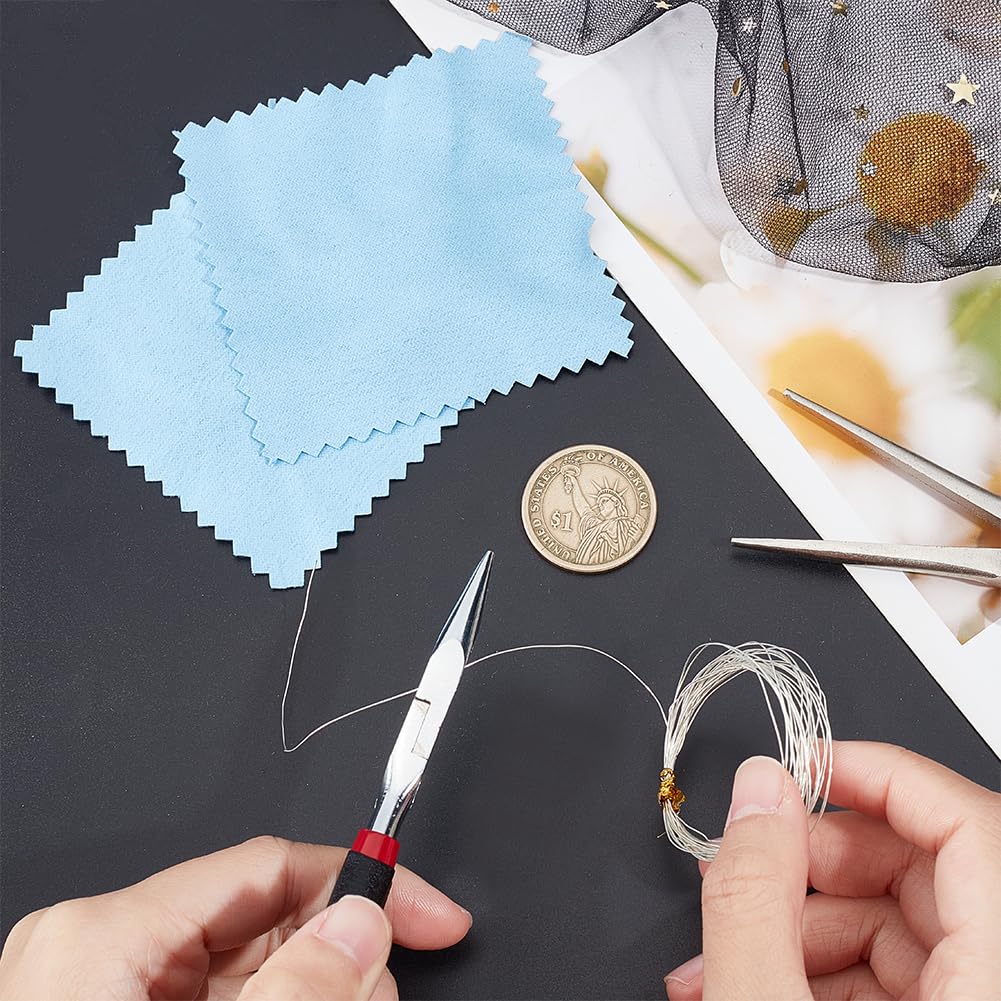 Beebeecraft 28 Gauge 925 Sterling Silver Wire 0.3 mm 9 FT Dead Soft Round Jewelry Wire with Polishing Cloth for DIY Jewelry Making