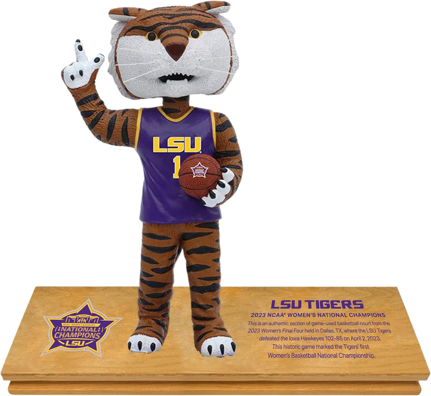LSU Tigers 2023 Women's Basketball Game Used Championship Court Bobblehead