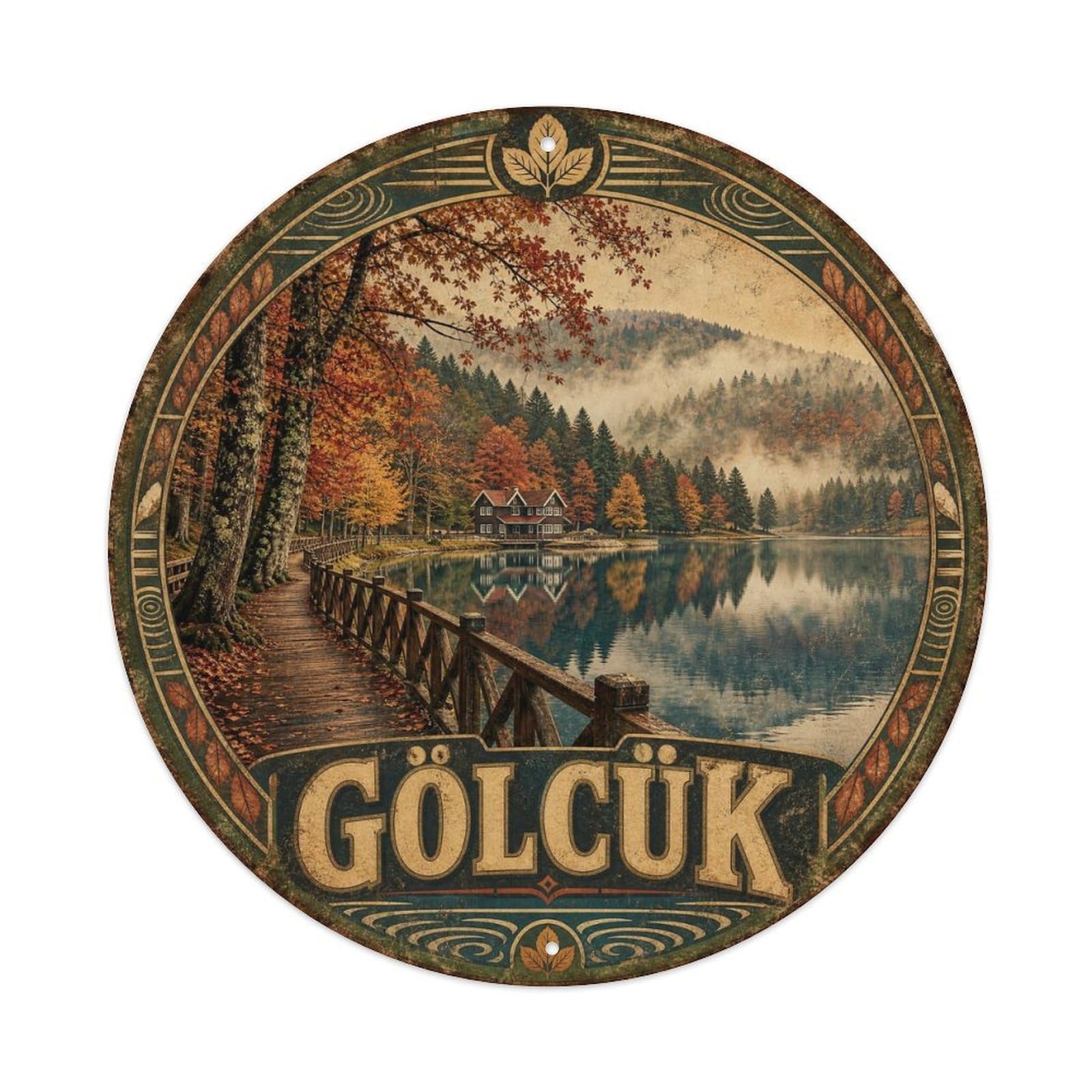 Bolu Golcuk Lake Nature Turkey Weathered Vintage Metal Tin Sign
