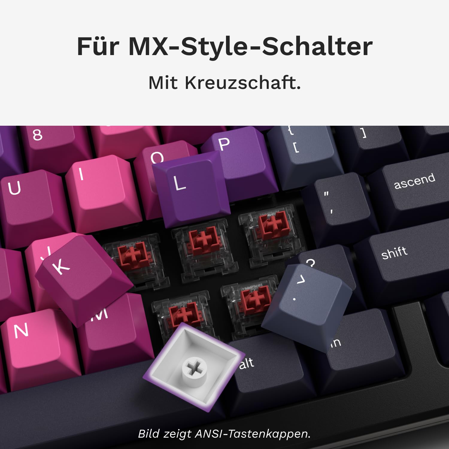 GLORIOUS GPBT Keycaps QWERTZ Afterparty - PC Tastenkappen Zubehör Sets | Langlebiges Material, gestochen scharfe sowie lichtechte Zeichen, universelle Kompatibilität für mechanische Modelle.
