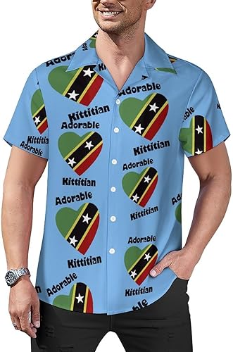 Camisas casuales de manga corta con cuello cubano y botones para hombre de San Cristóbal y Nevis
