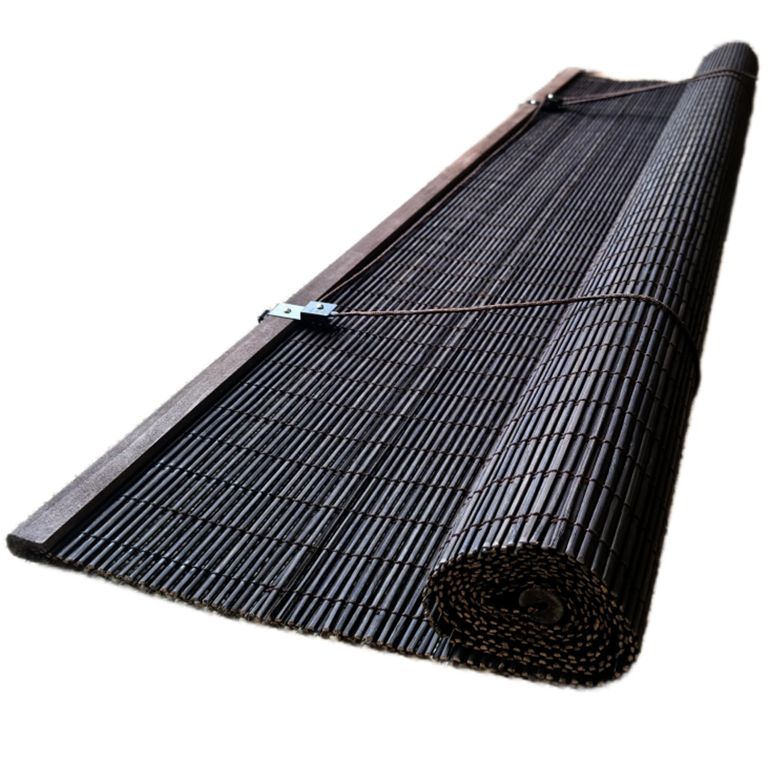 Retro Bambus Rollo Fenster Jalousie Bambusrollo 90% UV-Block Sonnenschutz Raffrollo Vorhang Sichtschutz Lichtfilter-Rollo für Terrasse Balkon,Anpassbar,Breite x Höhe (100cm x 220cm,Brown)