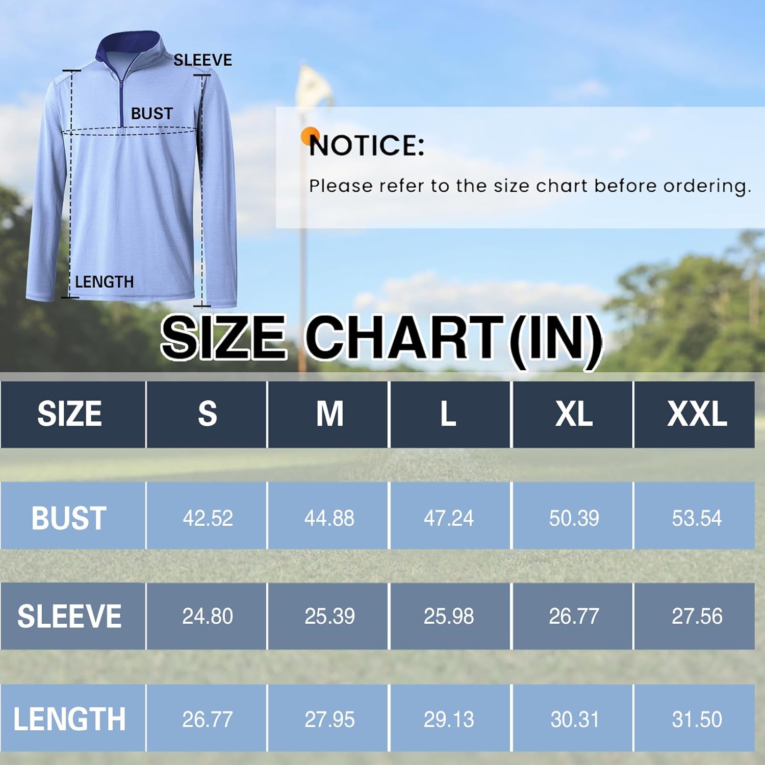 Mens Quarter Zip Golf Pullover - Long Sleeve, Striped, UPF 50+, Dry-Fit with Collar for Running & Casual - Image 7