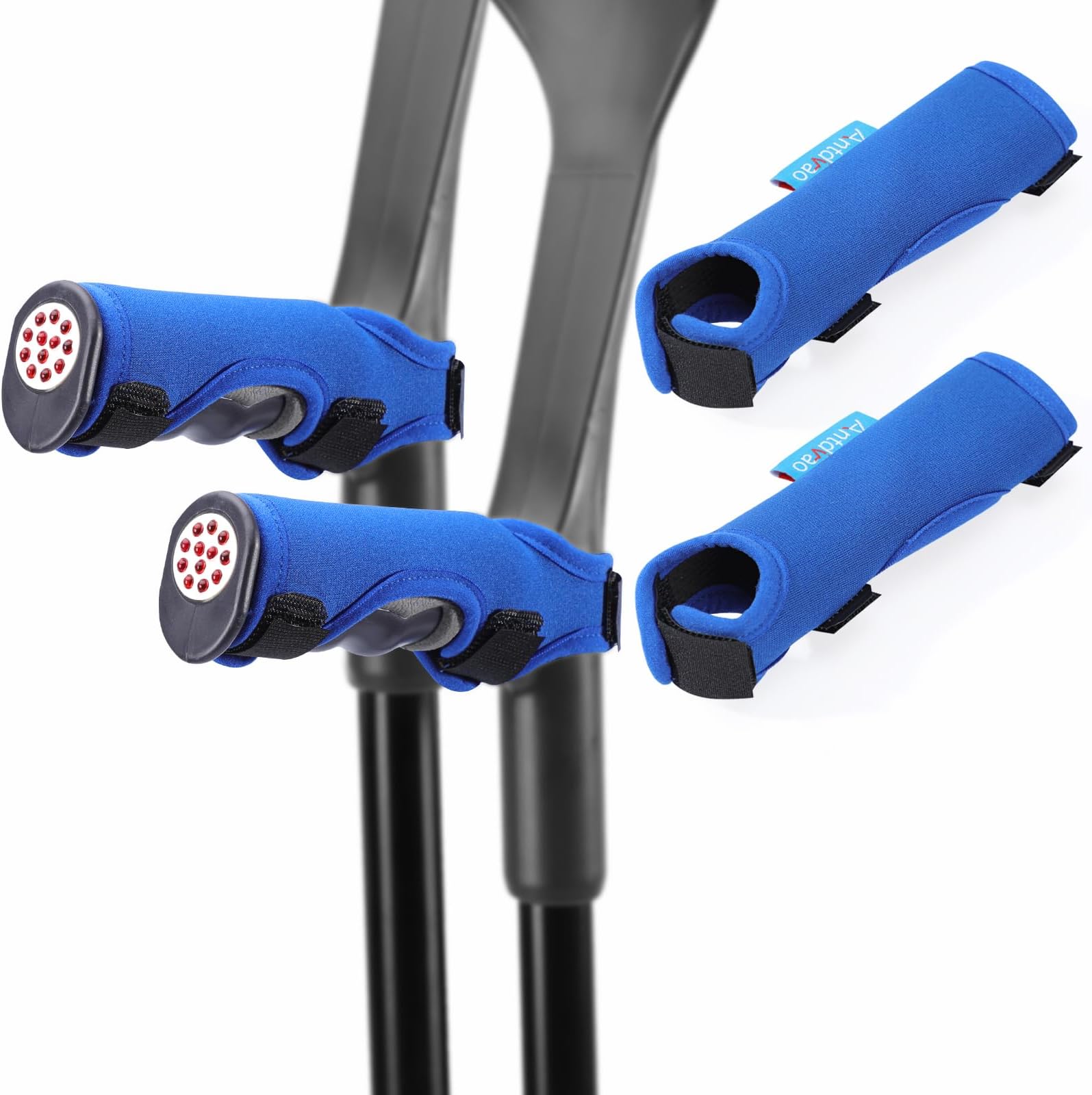 Antdvao Forearm Crutches Pads, Elastic Crutches Padding for The Elbow, for Open Cuff Crutches, Shock Resistant Increases Walking Comfort Forearm Crutch Pads (Handle Pad Blue)