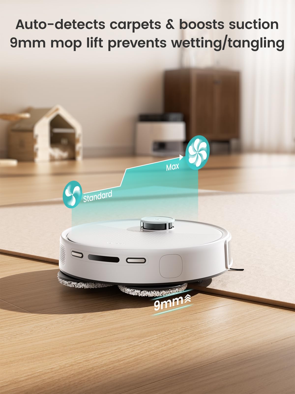 Lefant M3 Robot Aspirador y Fregasuelos, 12 000Pa, Cepillos Anti-Enredos, Doble Paño, Lavado/Secado Auto, Autovaciado, para Pelo de Mascotas, App y Voz