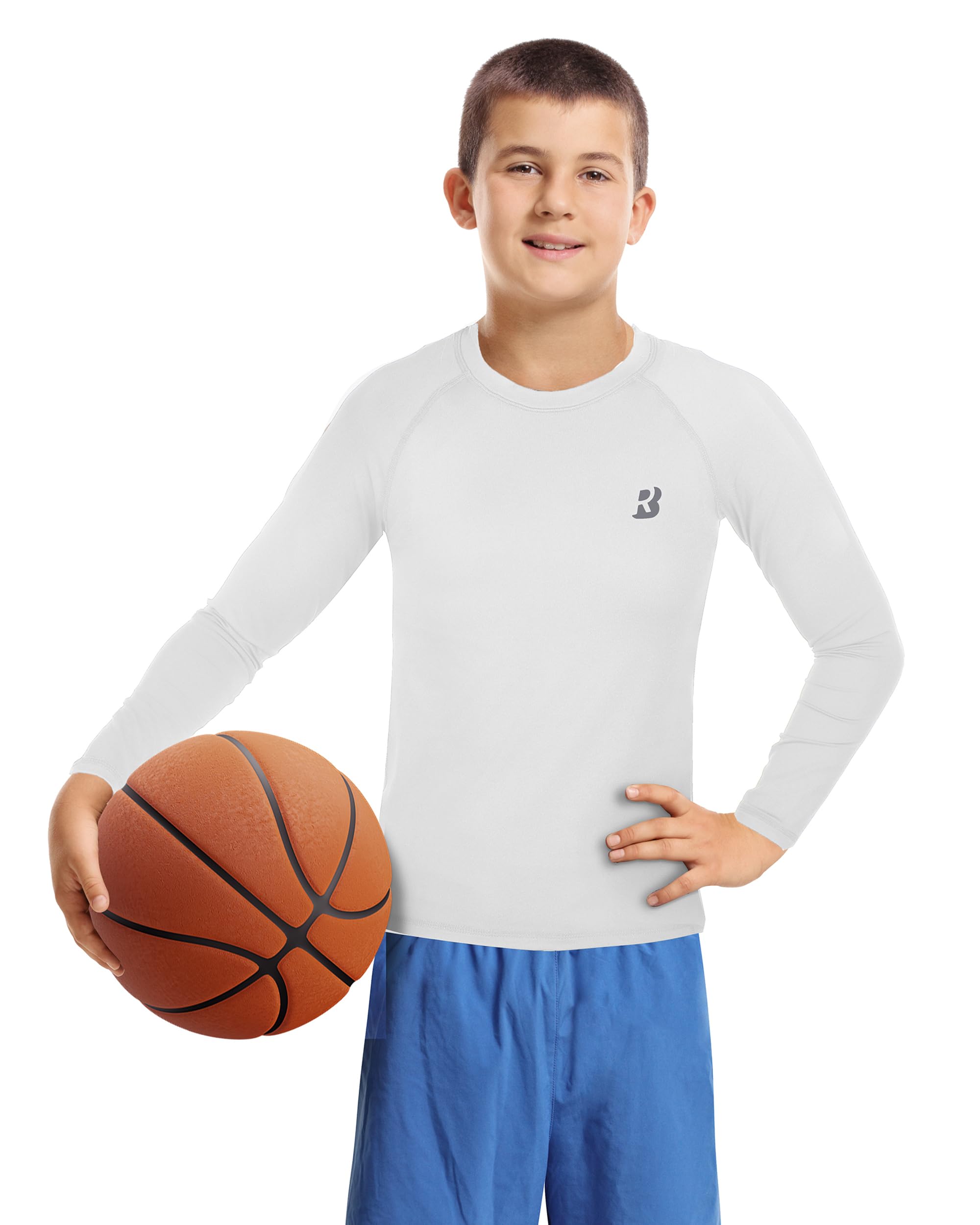Roadbox Kompressionsshirts für Jungen 1-2 Pack, Sportshirt Langarm & Kurzarm, Atmungsaktives Unterziehshirt Kinder, Skiunterwäsche Fußball Laufen