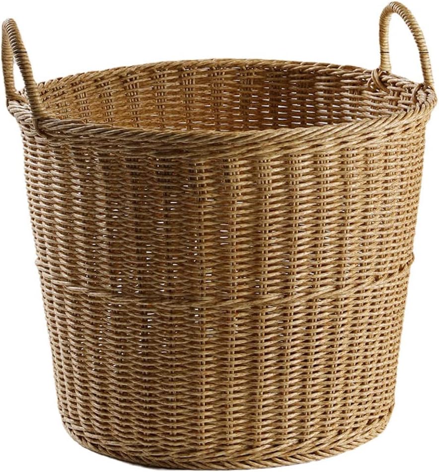 Dirty Clothes Basket Imitation Rattan Dirty Clothes Basket Hotel Bathroom Laundry Basket Dirty Clothes Storage Basket (Light Brown)