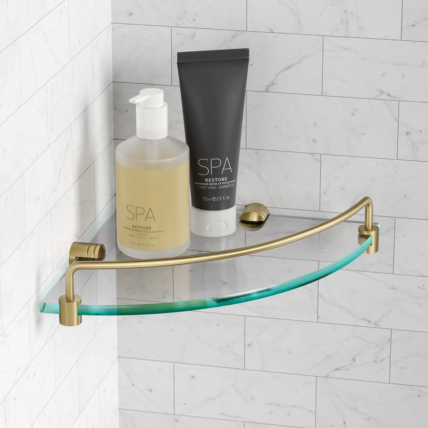 Amazon.com: KRAUS Elie Glass Bathroom Corner Shower- Shelf with Rail in ...