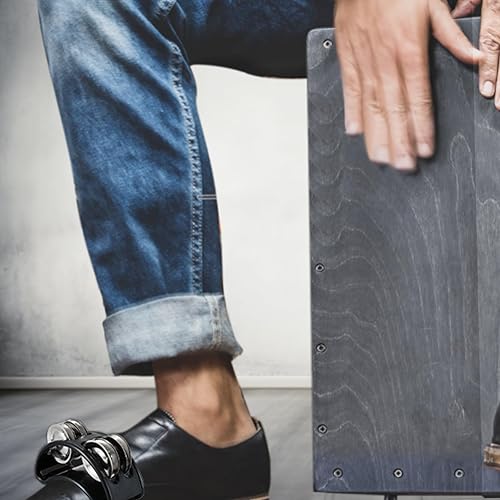 Miniatura 7 de EASTROCK Instrumento musical de percusión de pandereta de pie, percusión de pie con cascabeles de acero para tocar la batería y la guitarra (5