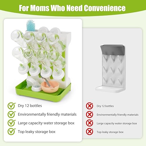 Miniatura 4 de Estante de secado de biberones, organizador de biberones que ahorra espacio para encimera, soporte vertical para secadora de botellas con soporte