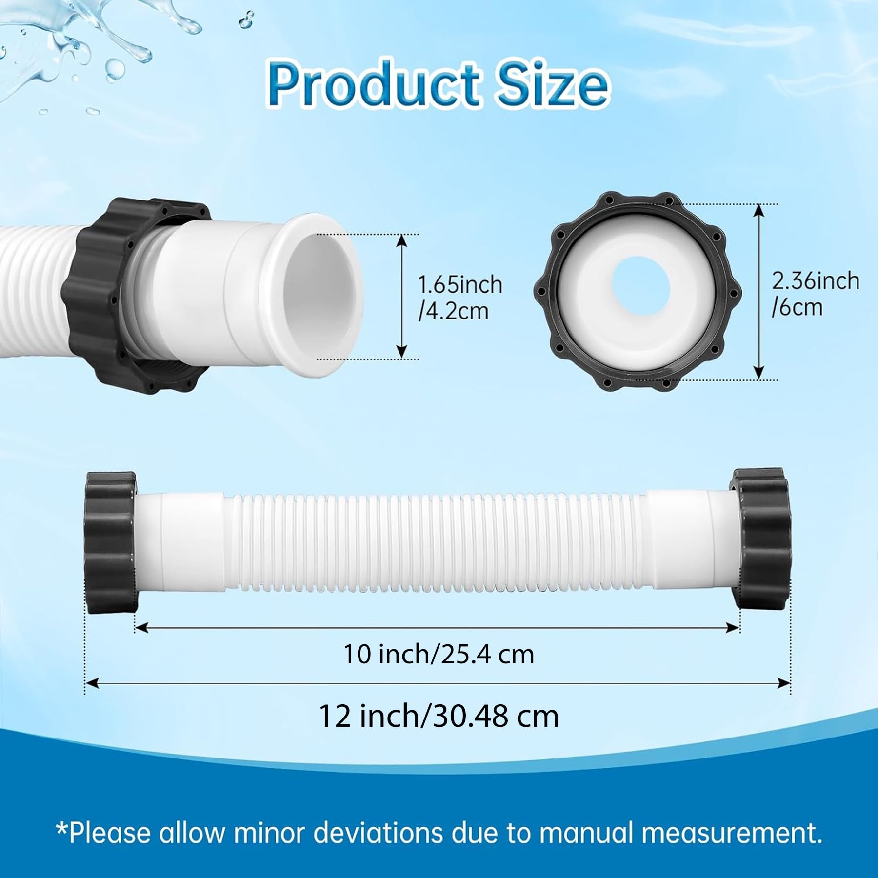 Amazon.com : 11763 Pool Sand Filter Pump Hose 10'' with Gaskets