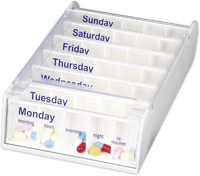 Anabox Weekly Pill Organiser, 7 Day Pill Box, Handy Organised Tablet