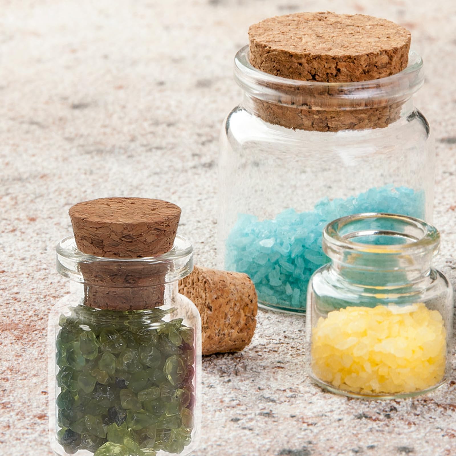 Kit de 10 Botellas Deseos Piedras Naturales y Vidrio, Accesorio Decorativo para Escritorio y Meditación Adecuado para Niños