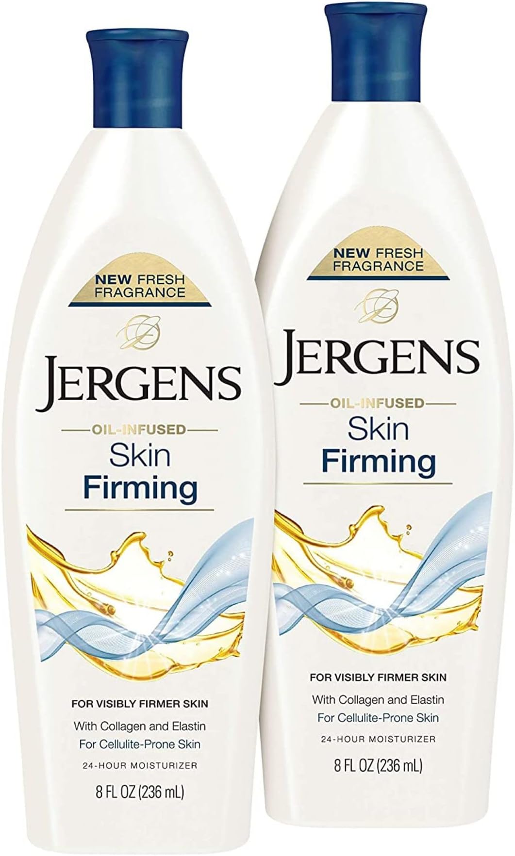 Jergens Skin Firming Body Lotion for Dry to Extra Dry Skin, Skin Tightening Cream with Collagen and Elastin, Dermatologist Tested, Hydralucence Blend Formula, 8 Oz, Pack of 2