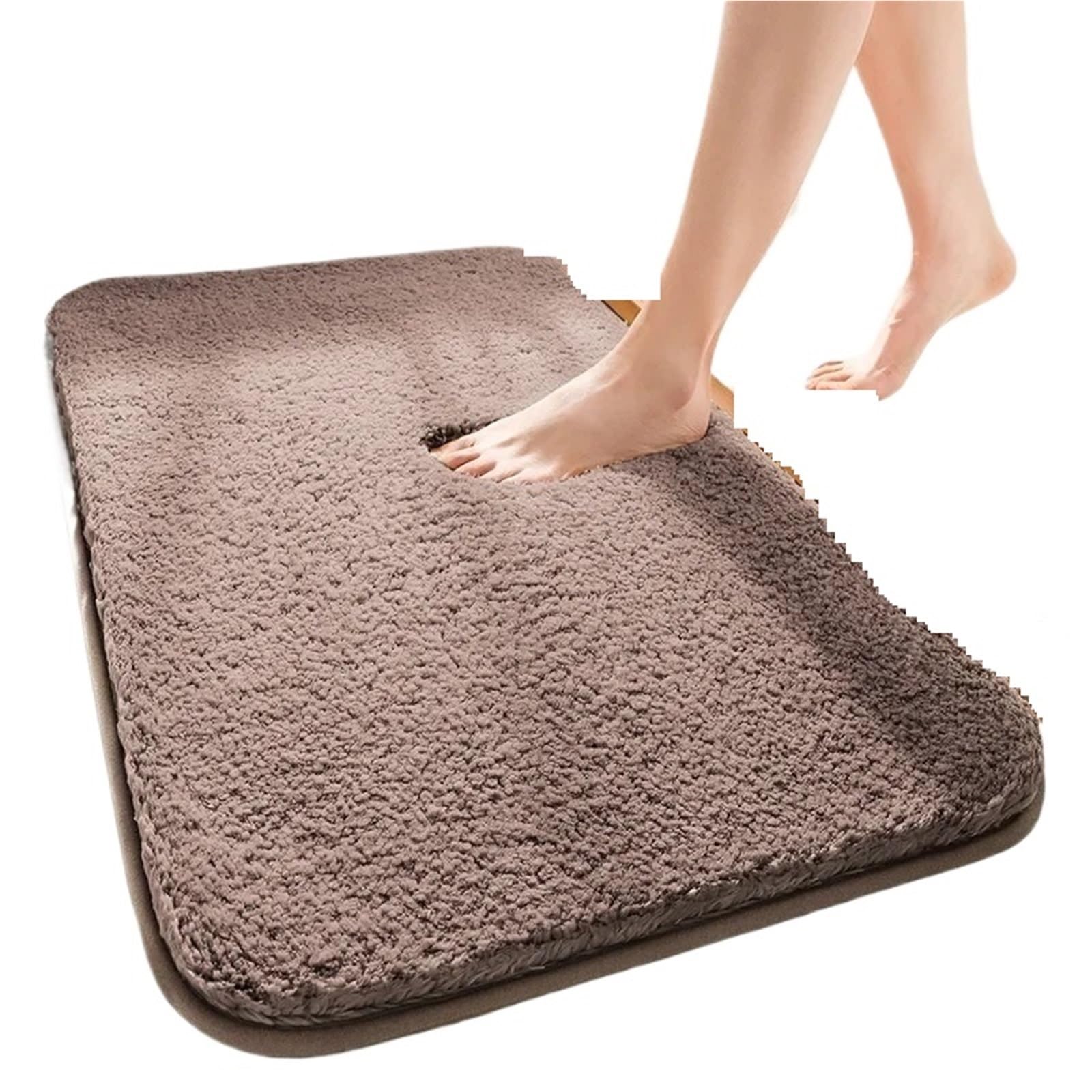 Tappeti Bagno Tappetini da bagno Tappeto comodo e morbido assorbente antiscivolo Tappetino for piedi Zerbino for doccia(Brown,50x80cm)