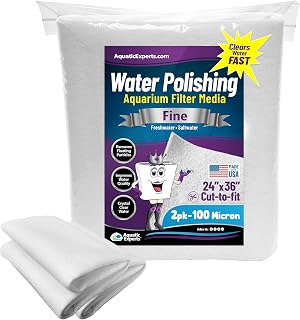Aquatic Experts Aquarium Polishing Filter Pad, Water Polishing Pad for Aquarium Filters, Filter Floss for Fish Tank Filters, (100 Micron, 24" x 36" - 2 Pack)