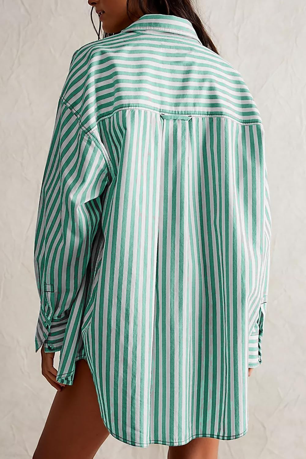 CHYRII Women's Striped Button Down Long Sleeve Blouse - Image 3