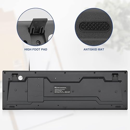 Miniatura 6 de Rii RK907 Teclado compacto ultrafino USB con cable para Mac y PC, Windows 1087VistaXP (negro) (1 unidad)