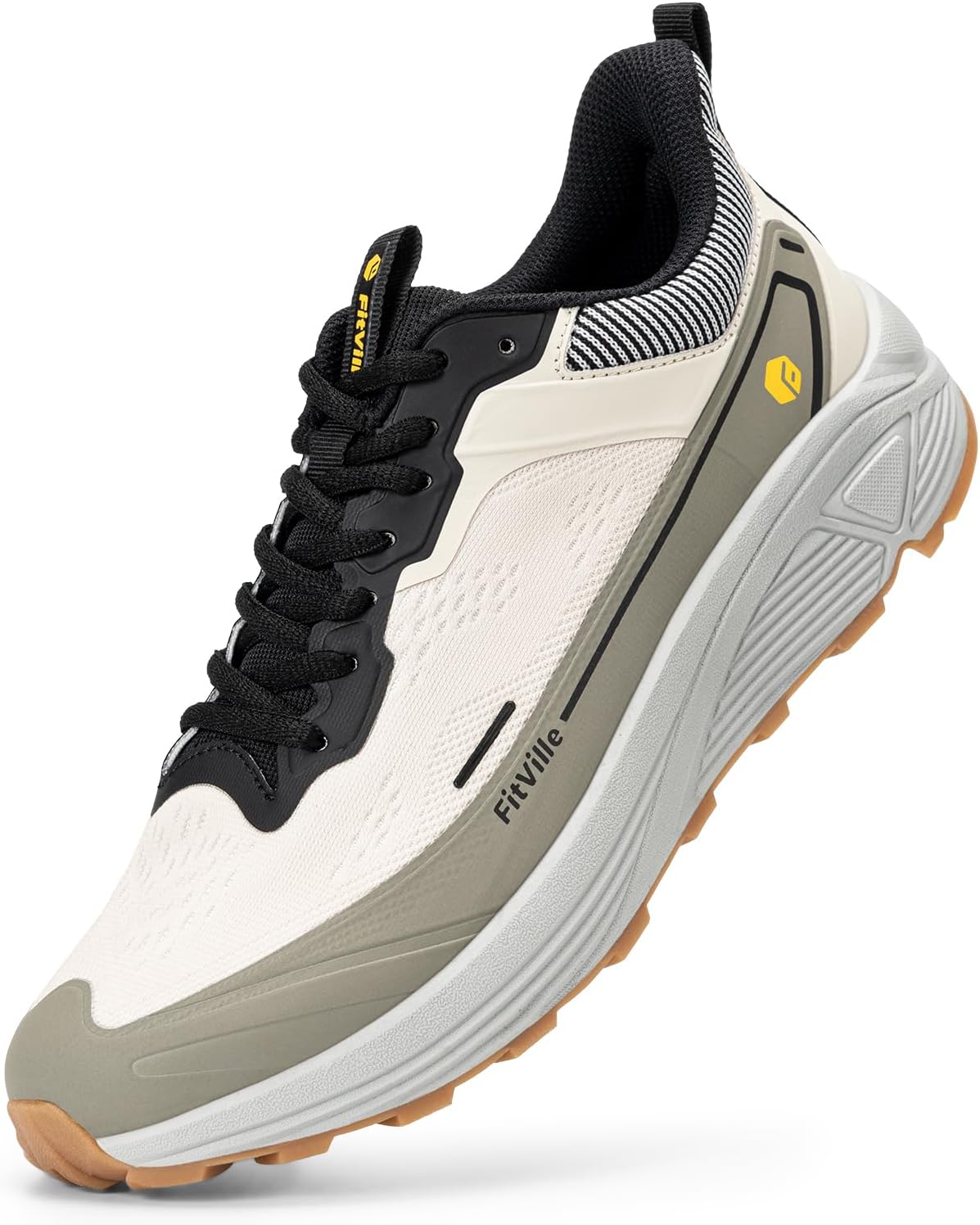 FitVille Wide Trail Running Shoes for Men Lightweight Athletic Sneakers Cushioned Running Walking Shoes for Plantar Fasciitis | Arch Support