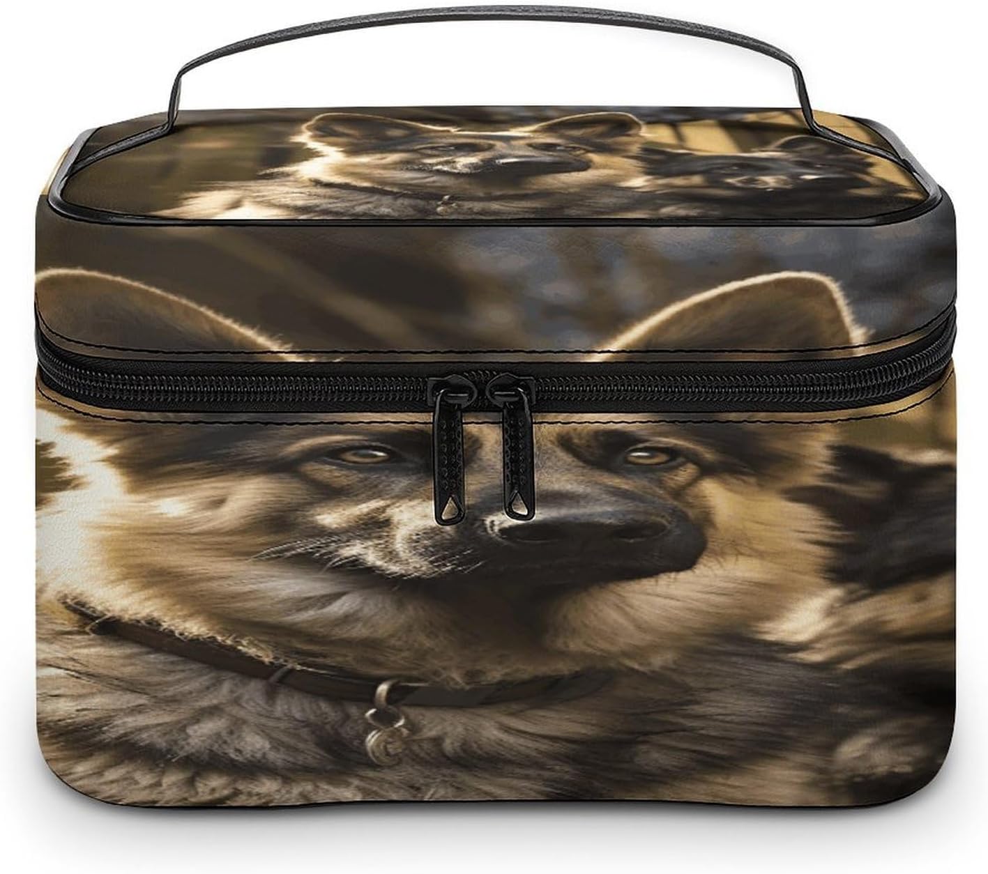 German Shepherd Makeup Bag Personalized Portable Travel Toiletry Bag Waterproof Cute Large Capacity Cosmetics Bags Fashion Lightweight Makeup Organizer Bags for Women