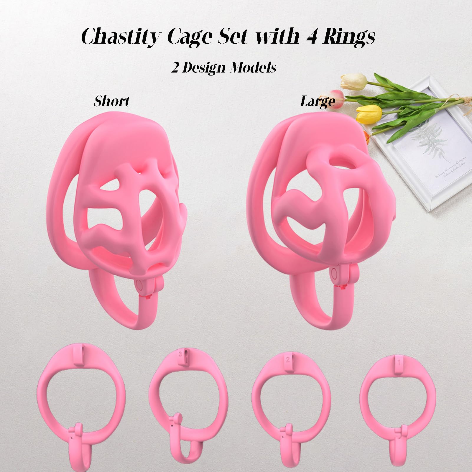 Juguete Sexual Jaula de Castidad para Hombres, Jaula de Castidad para Hombres con Cinturón Antideslizante y Anillos para el Pene, Cierre Invisible, Jaula para el Pene= (Black,Short)
