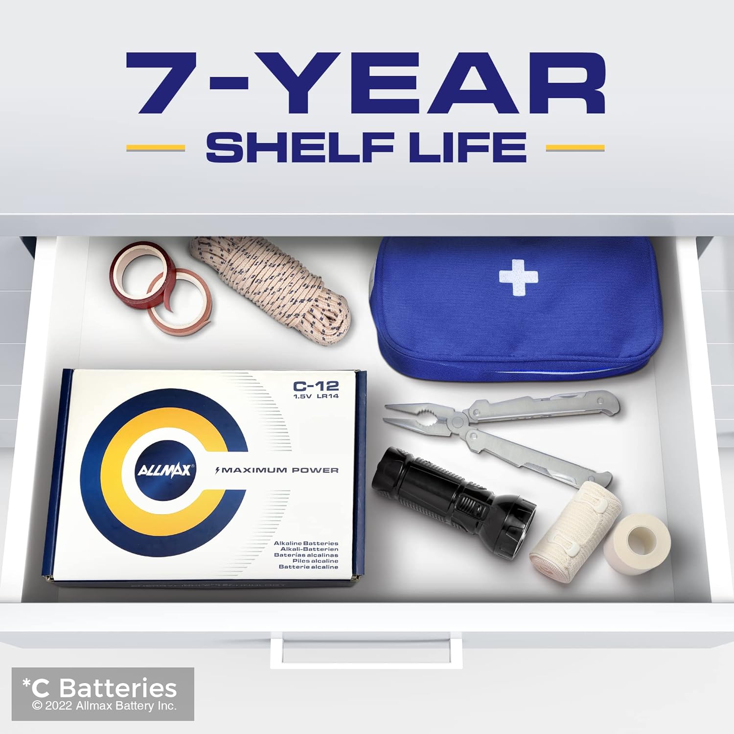 Allmax C Maximum Power Alkaline Batteries (12 Count) – Ultra Long- Lasting, 7-Year Shelf Life, Leakproof Design, 1.5V : Health & Household