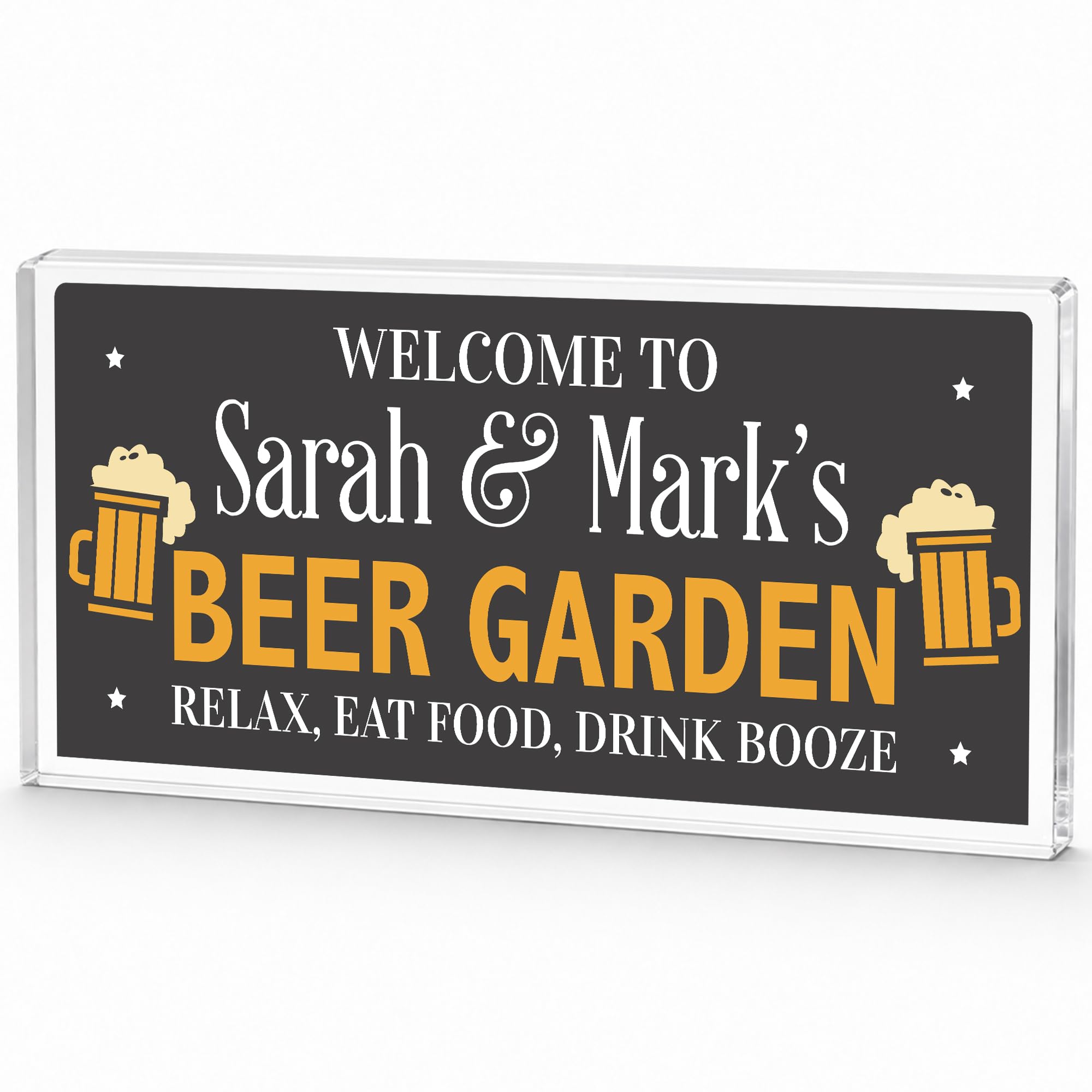 Red Ocean PERSONALISED Beer Garden Sign Funny Bar Pub Man Cave Sign Freestanding Acrylic Bar Signs 45cm by 20cm