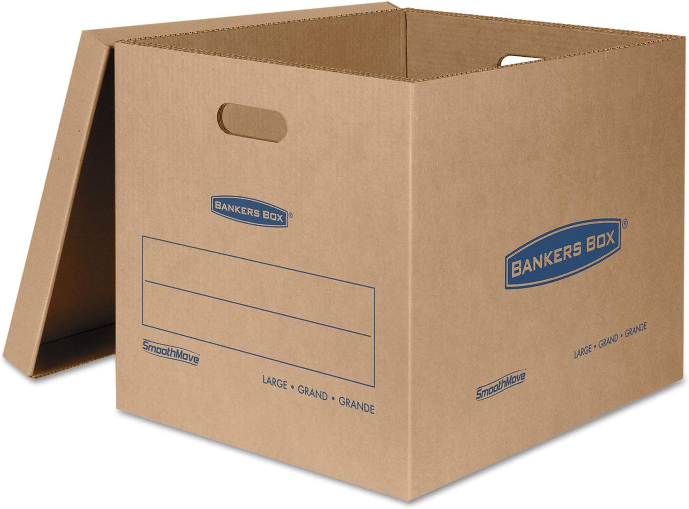 Large Classic Moving Box 5 Pack, Reinforced Handles, Tape-Free Assembly, Box with Lid, 21-in x 17-in x 17-in (7718201)