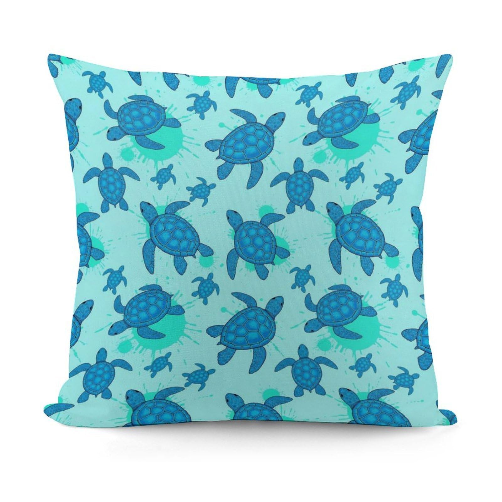 Smazdfxx Picture(175) Throw Pillow Covers With Smooth Zipper Modern Home Decor For Sofa,Couch, Living Room Ocean Animal Turquoise Blue Sea Turtles Art
