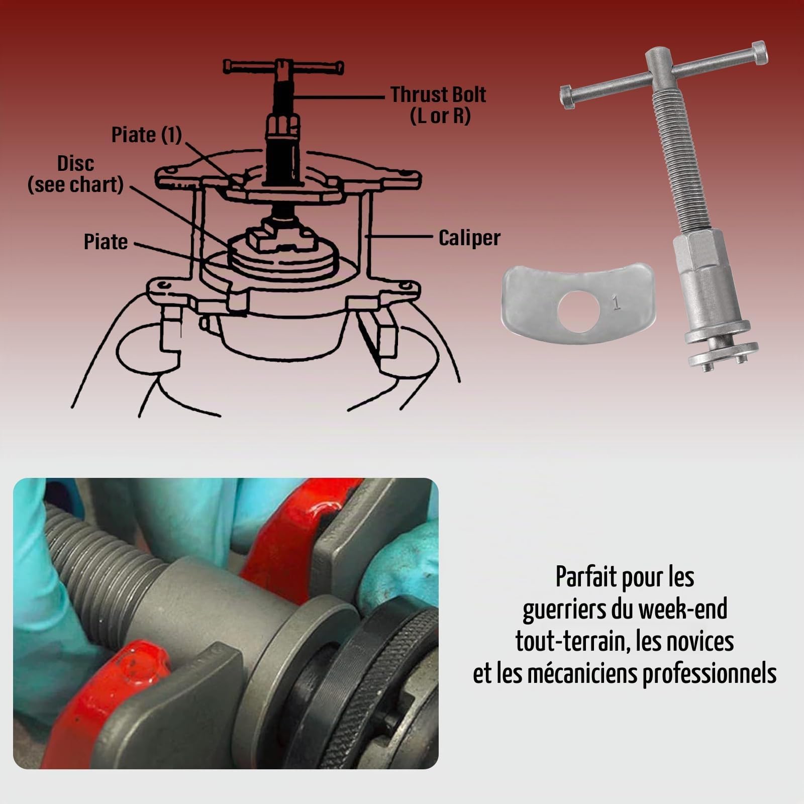 BOOMSTART Jeu de 12 pièces de remise en position de pistons de frein universel, kit d'outil de remise en position de frein universel