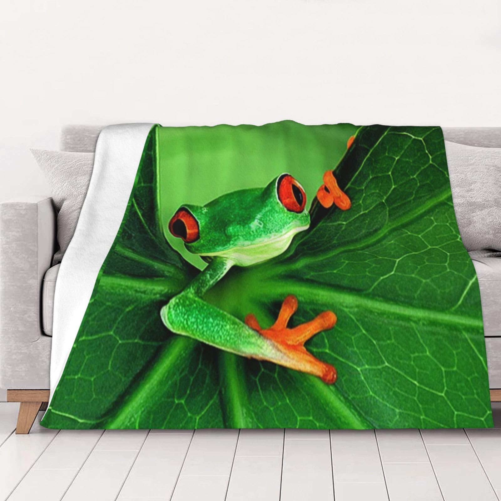 Couverture en flanelle grenouille, cadeau doux et chaud pour femmes et hommes